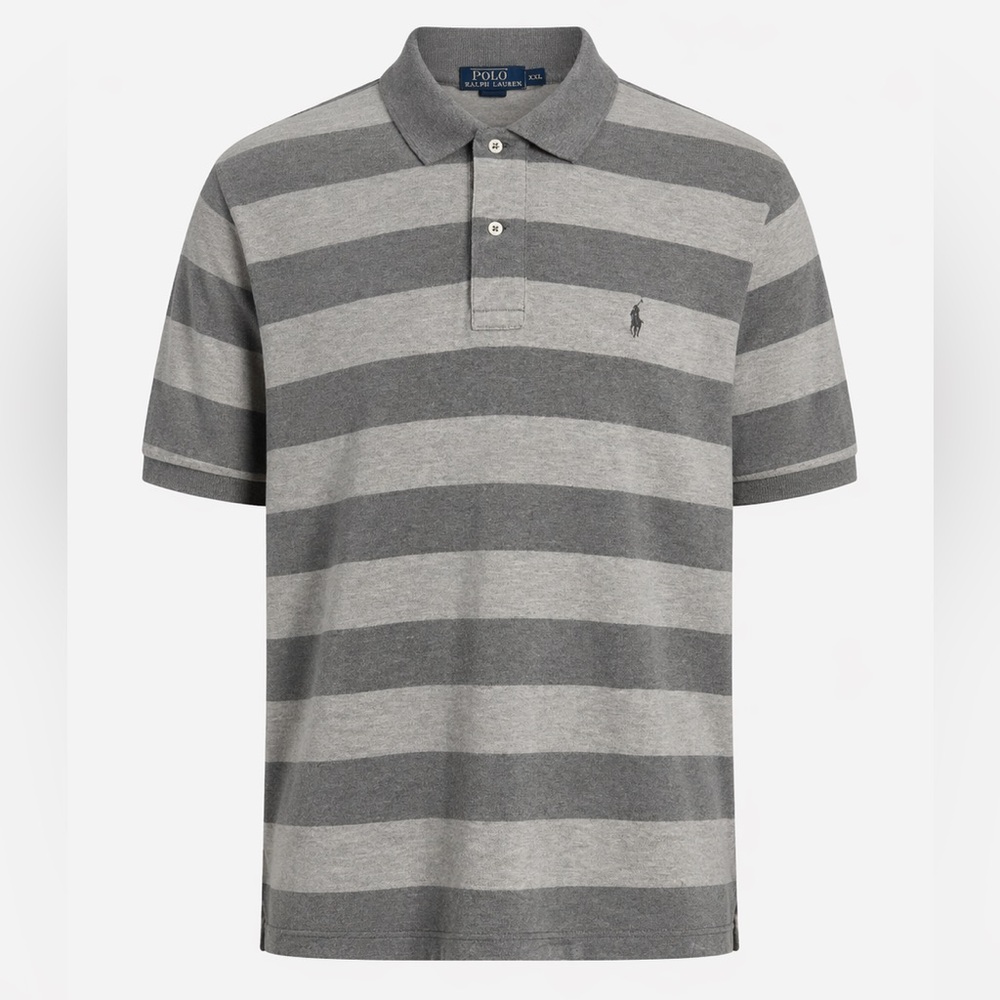 Polo Ralph Lauren Gray on Gray Striped Polo Shirt Size XXL